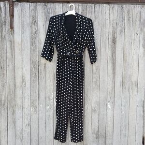 Bershka Polka Dot Monochrome Wrap Jumpsuit Playsuit All In One Women's Sz Small
